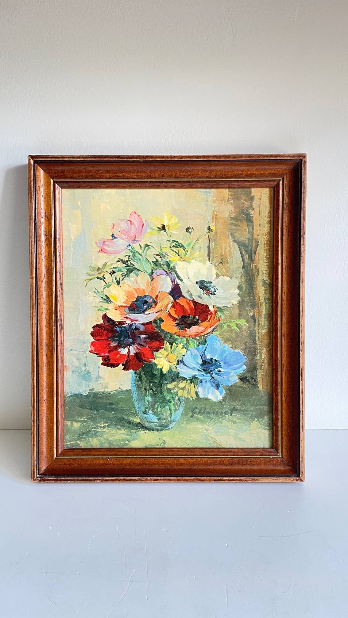 TABLEAU Vintage Bouquet aux ANEMONES