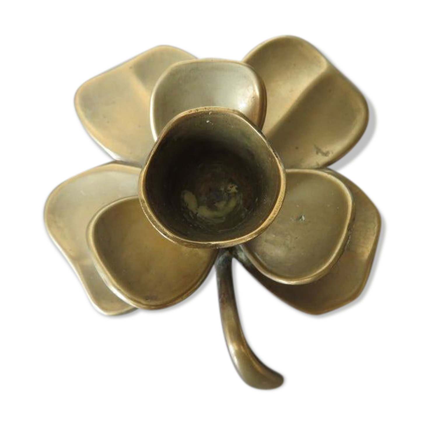 Flower candle "4-leaf clover" in 70s brass
