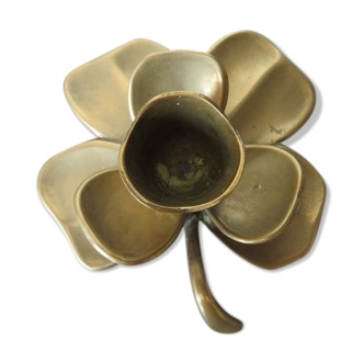 Flower candle "4-leaf clover" in 70s brass