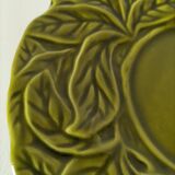 Vintage plate with olive green foliage relief