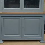 Bookcase sideboard with 2 bodies in gray patinated fir