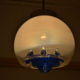 Blown glass globe hanging lamp 1970