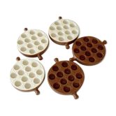 Emile henry snail service - 5 poêlons 12 holes - brown and beige caquelons