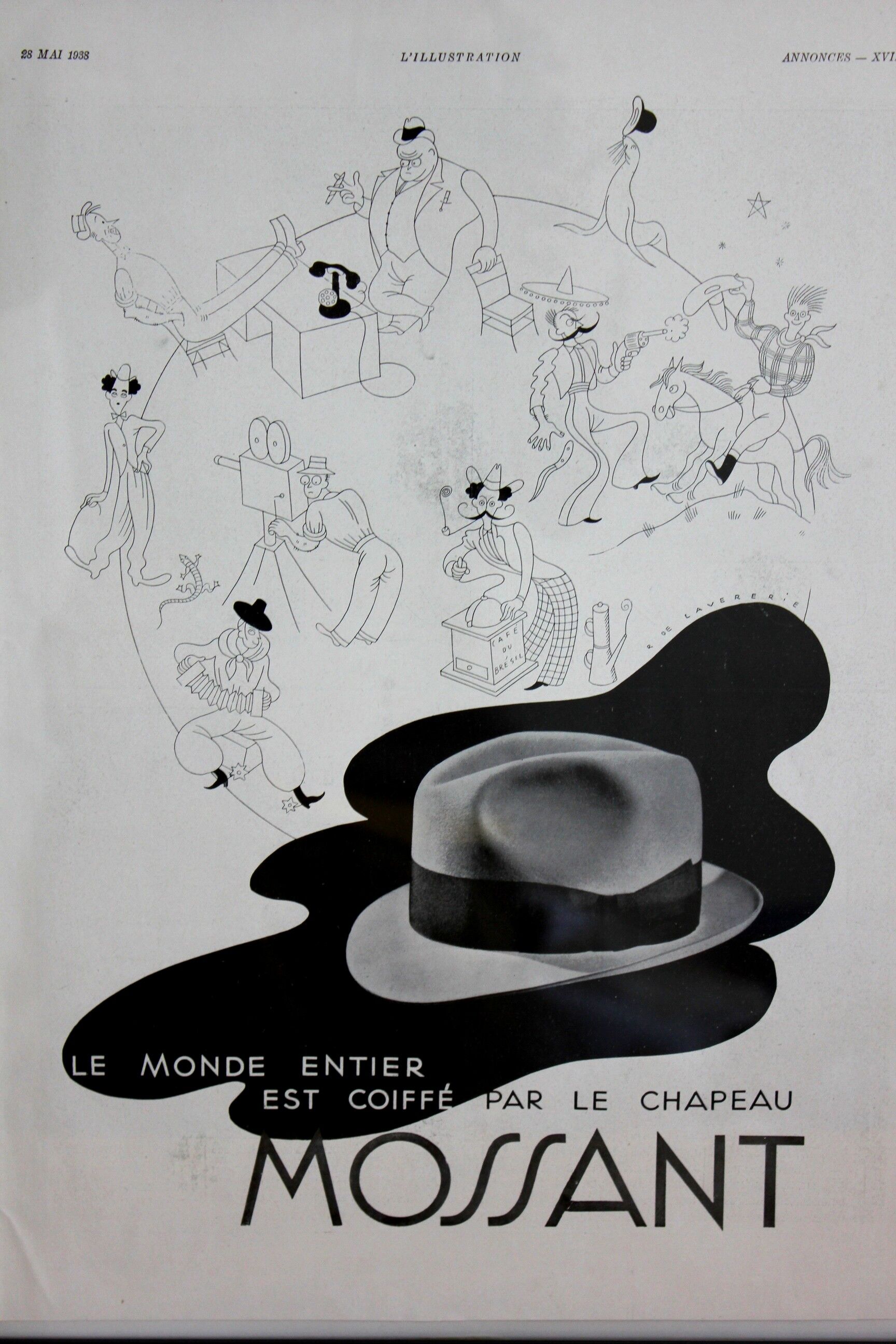 Mossant hat - pub shop poster 1930