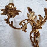 Pair of vintage French wall sconces in bronze, Louis XV Rococo style.
