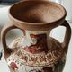 Reproduction Greek Amphora vase in terracotta, cracked effect - Greek Gods/Deities. Signed
