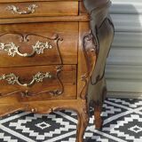 Coffin-style chest of drawers in walnut