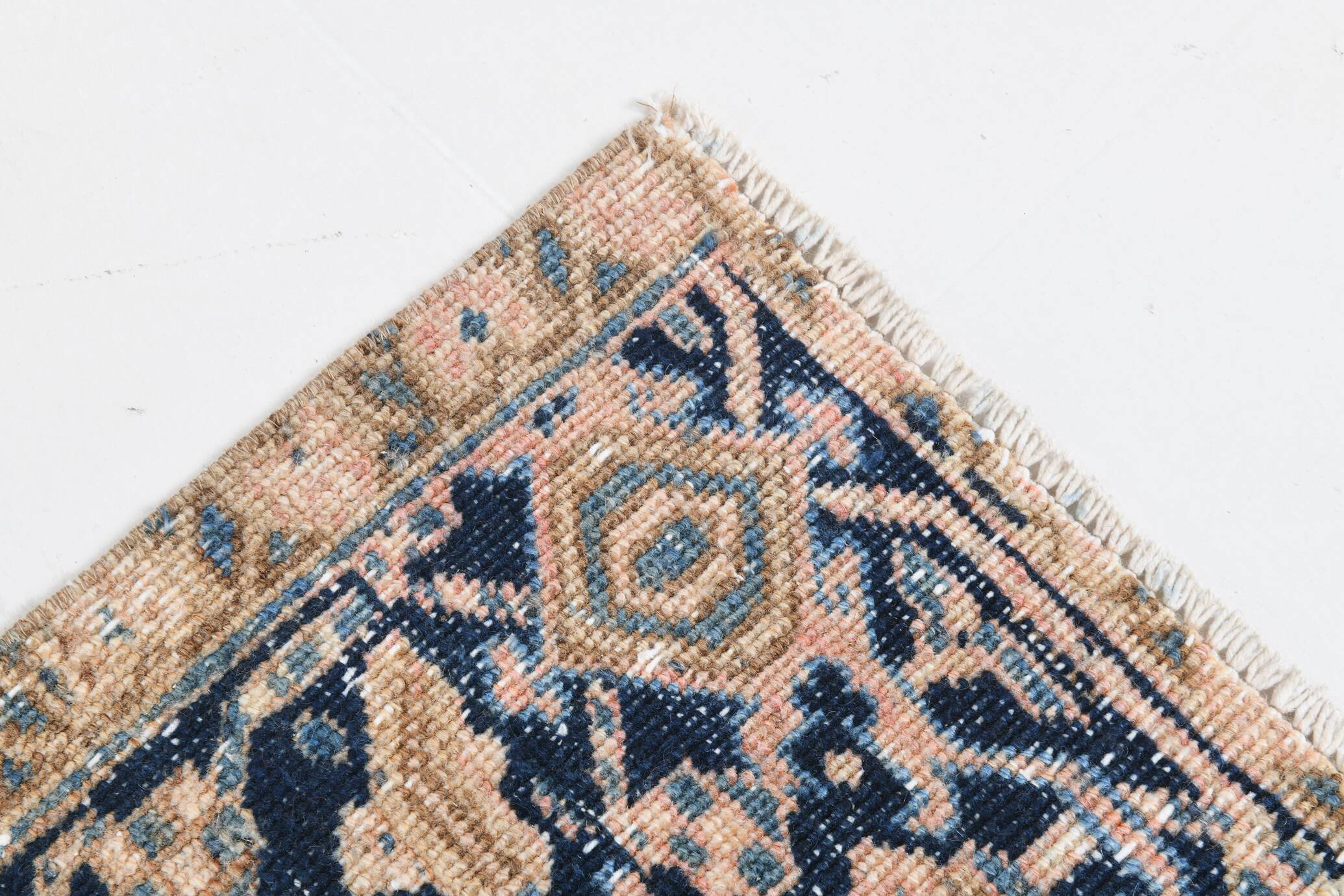 Vintage Cream & Navy Blue Persian Rug, 213x298Cm