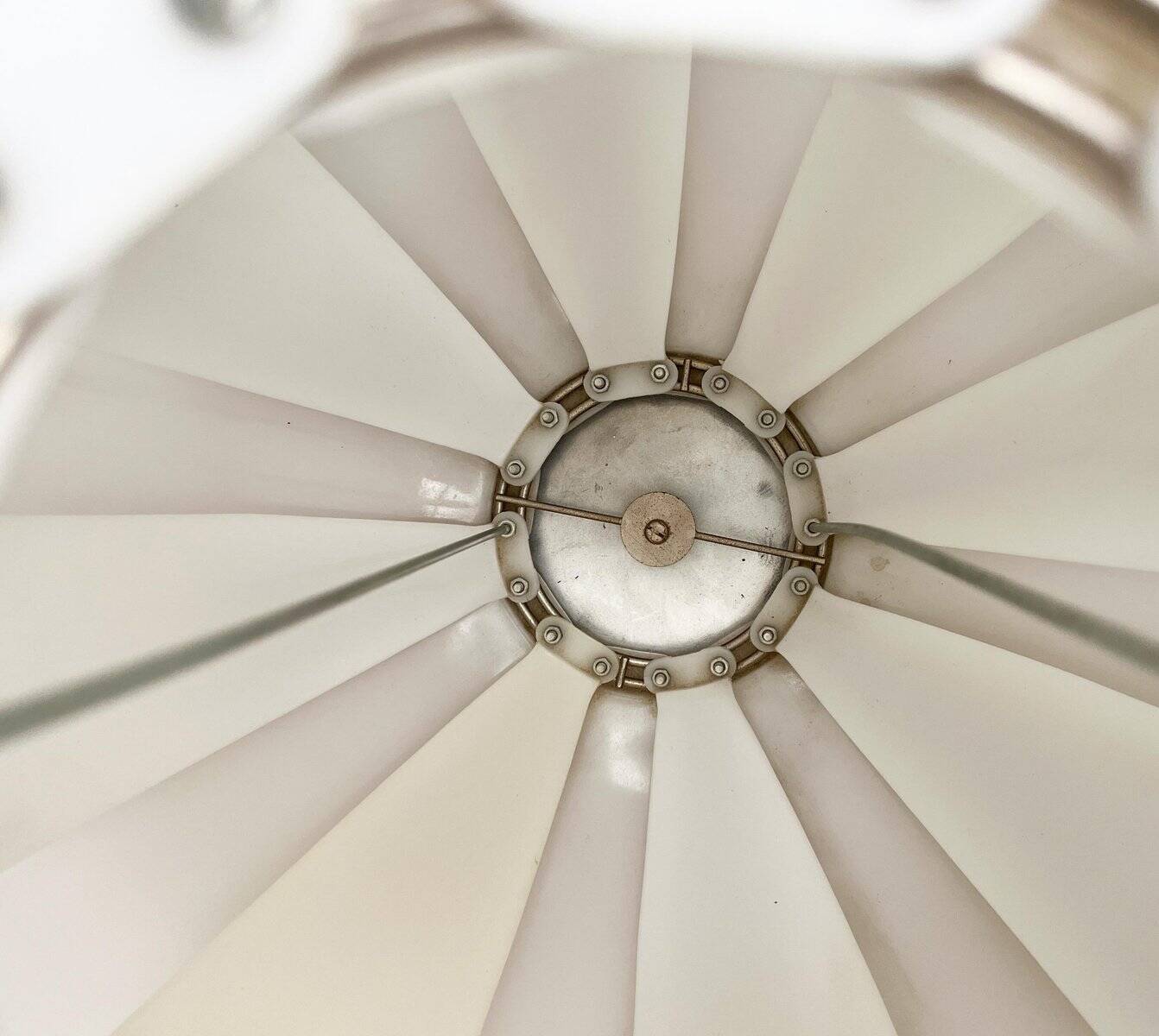 Mid-century space age lamellaire moon pendant lamp from the 1960s.