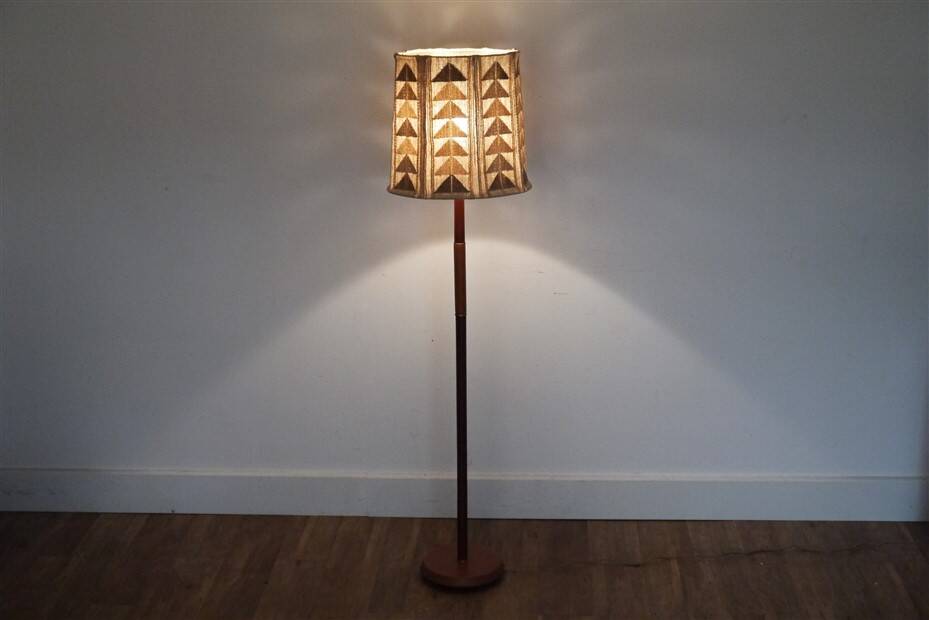 Scandinavian teak and leather floor lamp, 1960