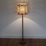 Scandinavian floor lamp in teak and leather 1960