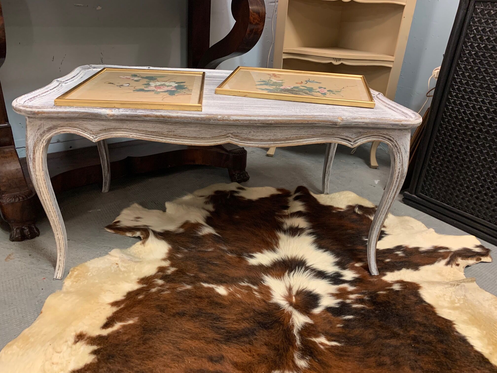 Patinated white coffee table