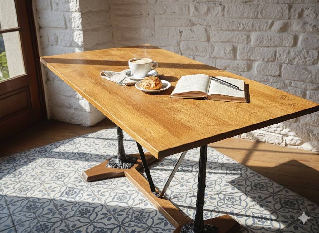Table bistrot de Paris 1900 à colonnes Art Nouveau fonte
