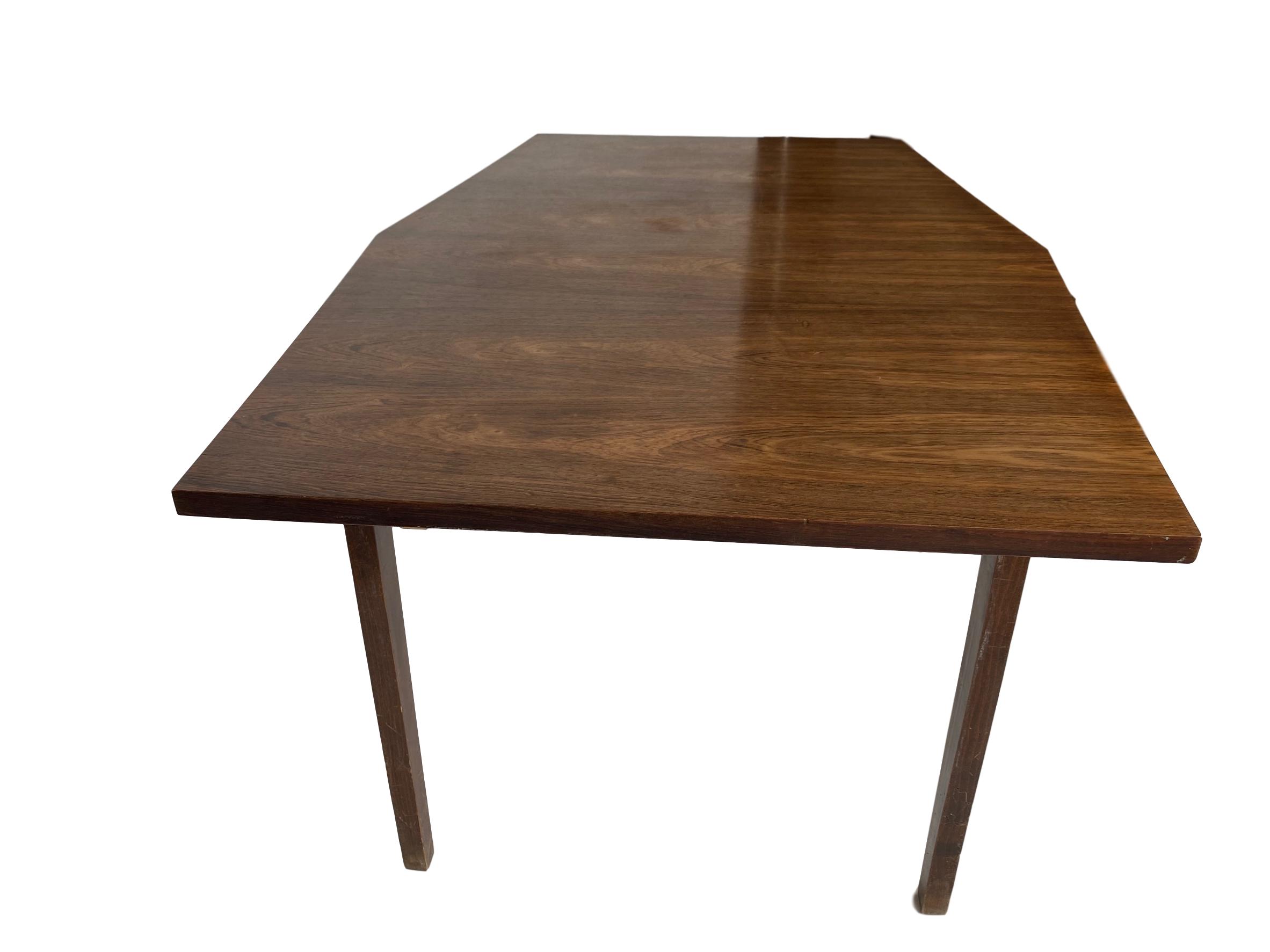 Scandinavian dining table in hexagonal rosewood 1960