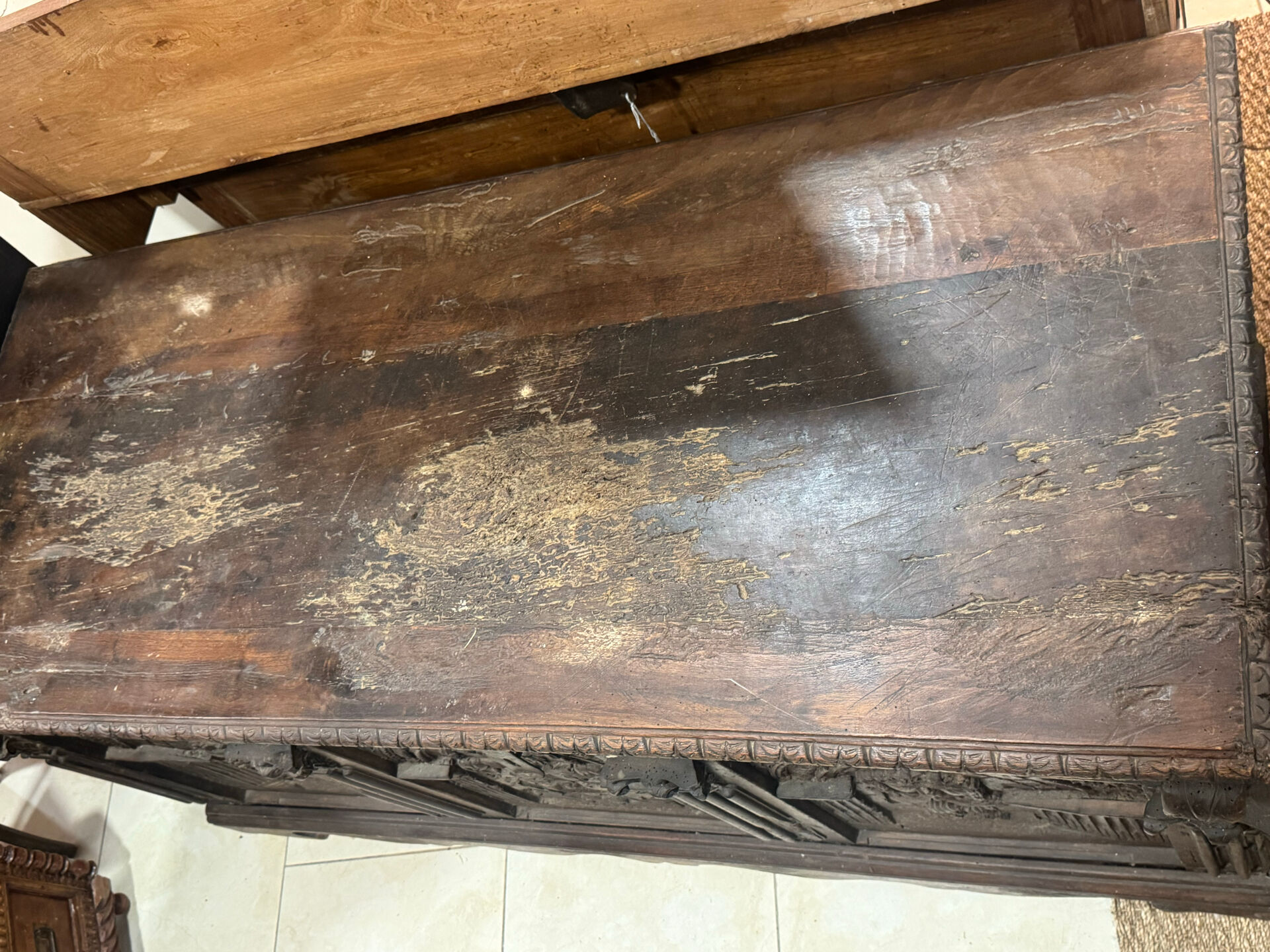 Large oak chest from the 18th century.