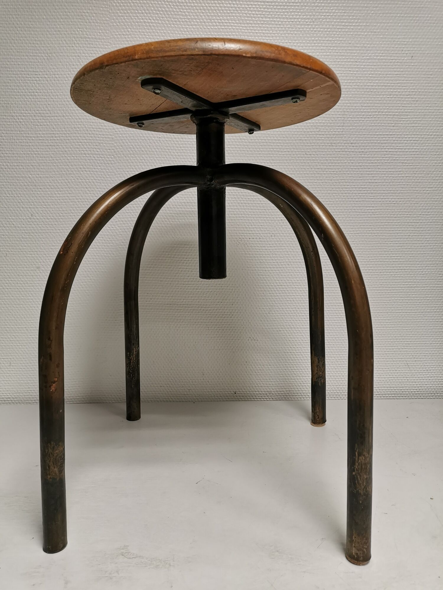 Set of 3 vintage stools of industrial style, medical office