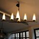 Mid-Century 6-Light Chandelier - Opaline and Brass
