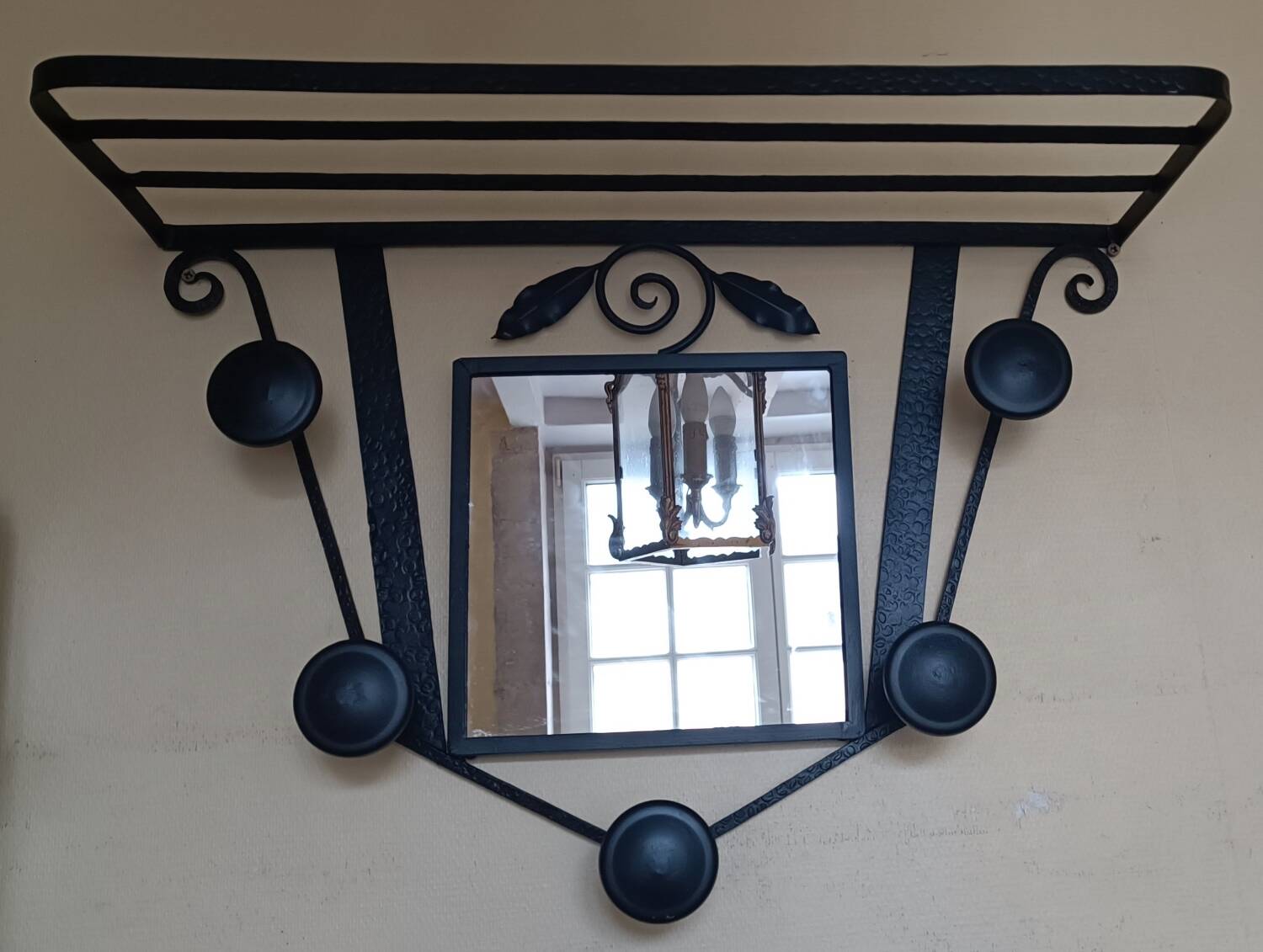 Art Deco wrought iron coat rack
