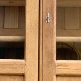 Parisian glass cabinet in solid raw oak, 1950