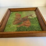 Animal painting deer doe oil on panel