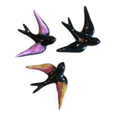 Lot de 3 hirondelles en céramique