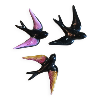 Set of 3 ceramic swallows