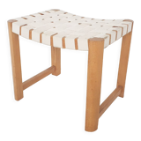 Scandinavian modern wooden stool with white bands, 1970's