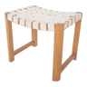 Scandinavian modern wooden stool with white bands, 1970's