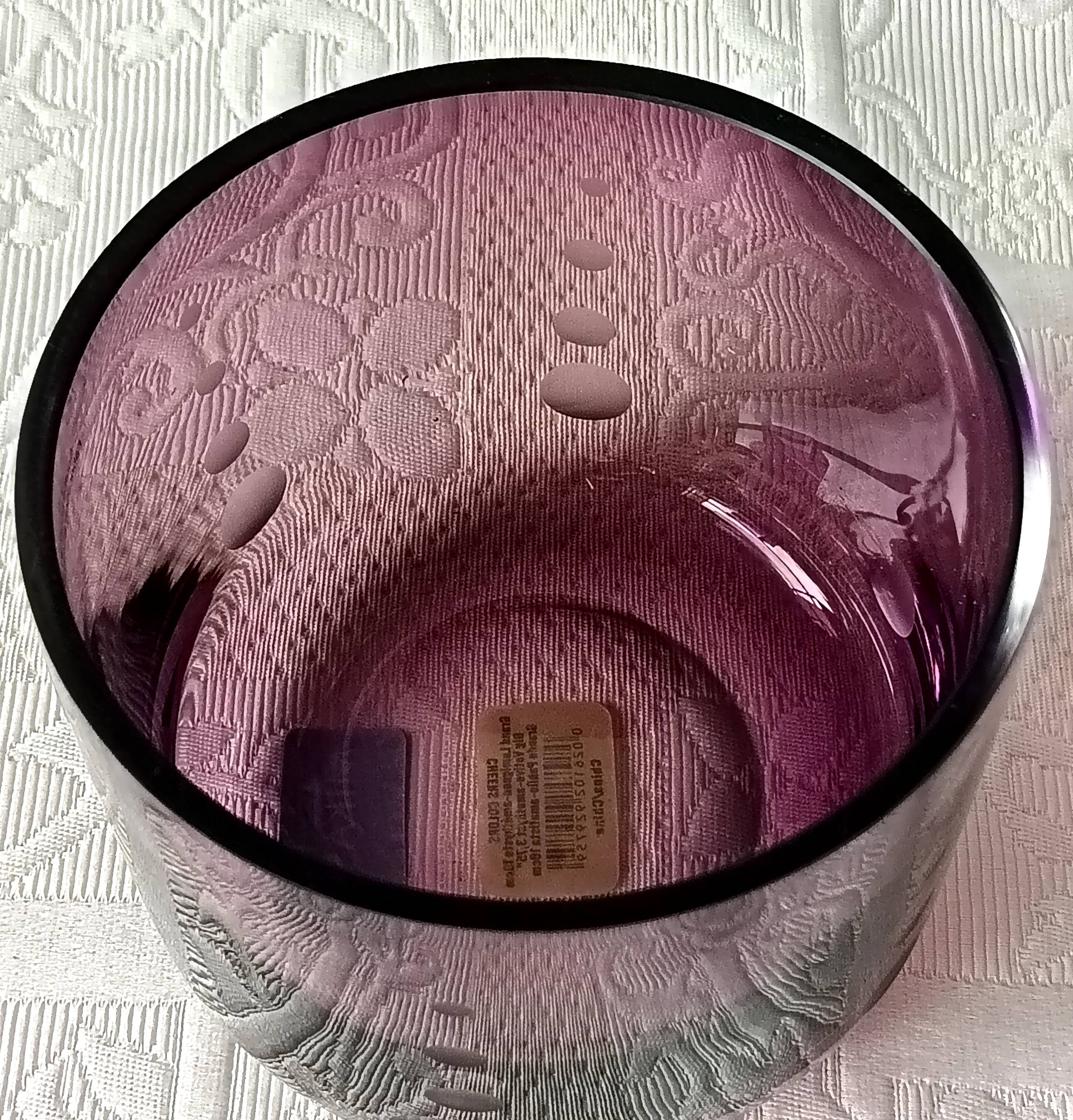 2 large vintage amethyst glass votive candle holders, France, Mikasa mouth-blown