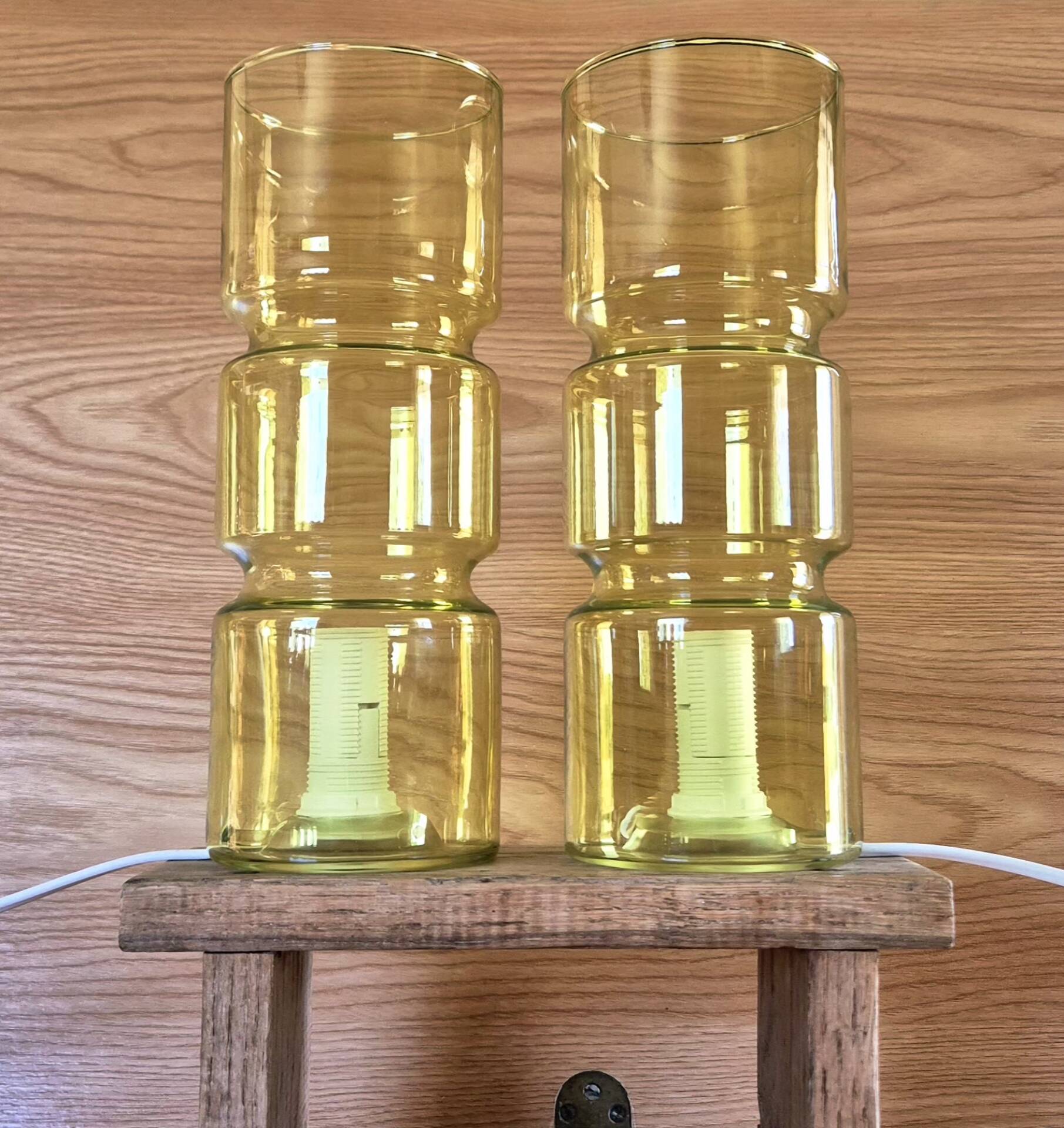 2 Fitz model lamps in yellow glass, Habitat edition.