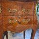 Pair of bedside tables in Louis XV style with marquetry - marble