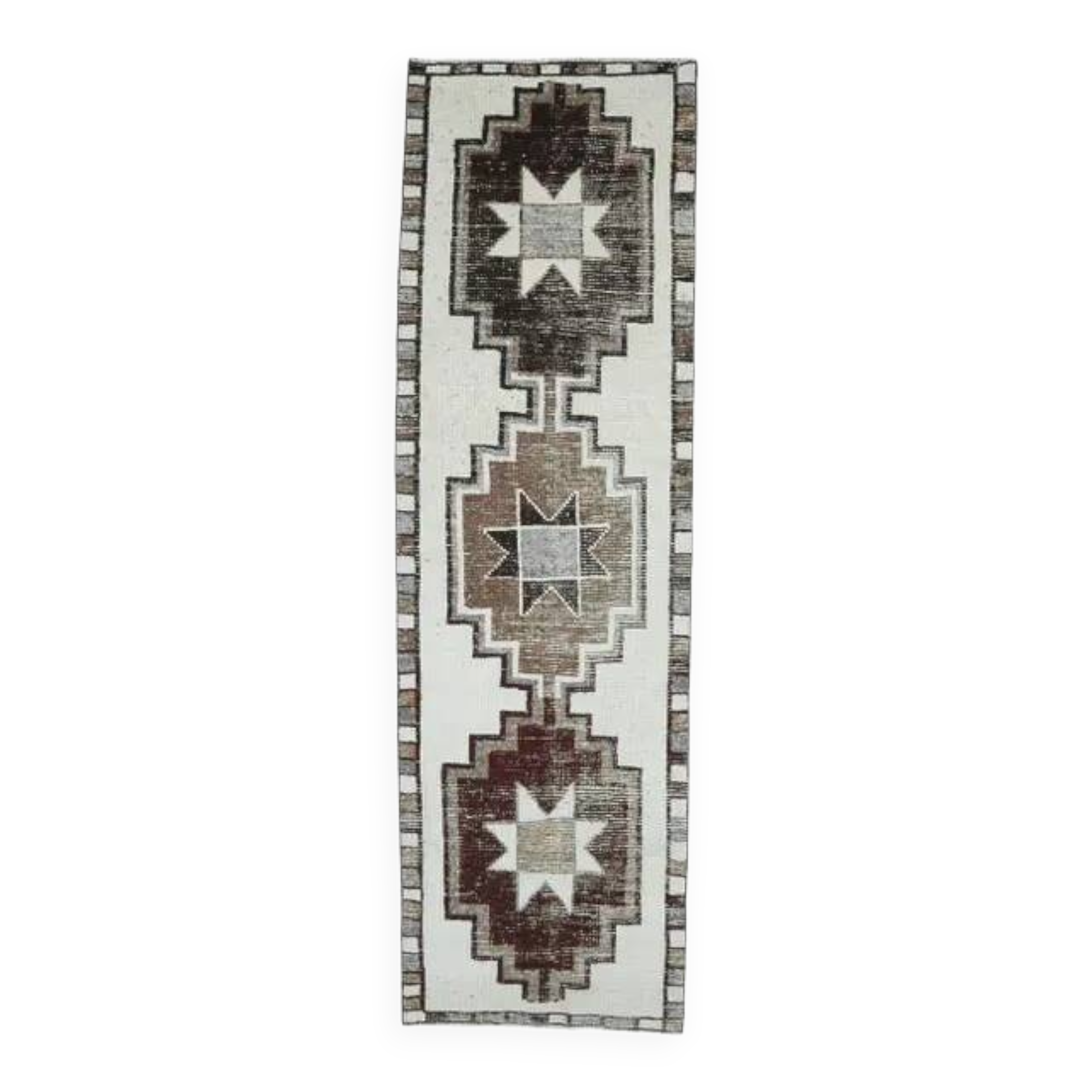 Tapis couloir en laine Oushak turc vintage des années 1970, 97x323.