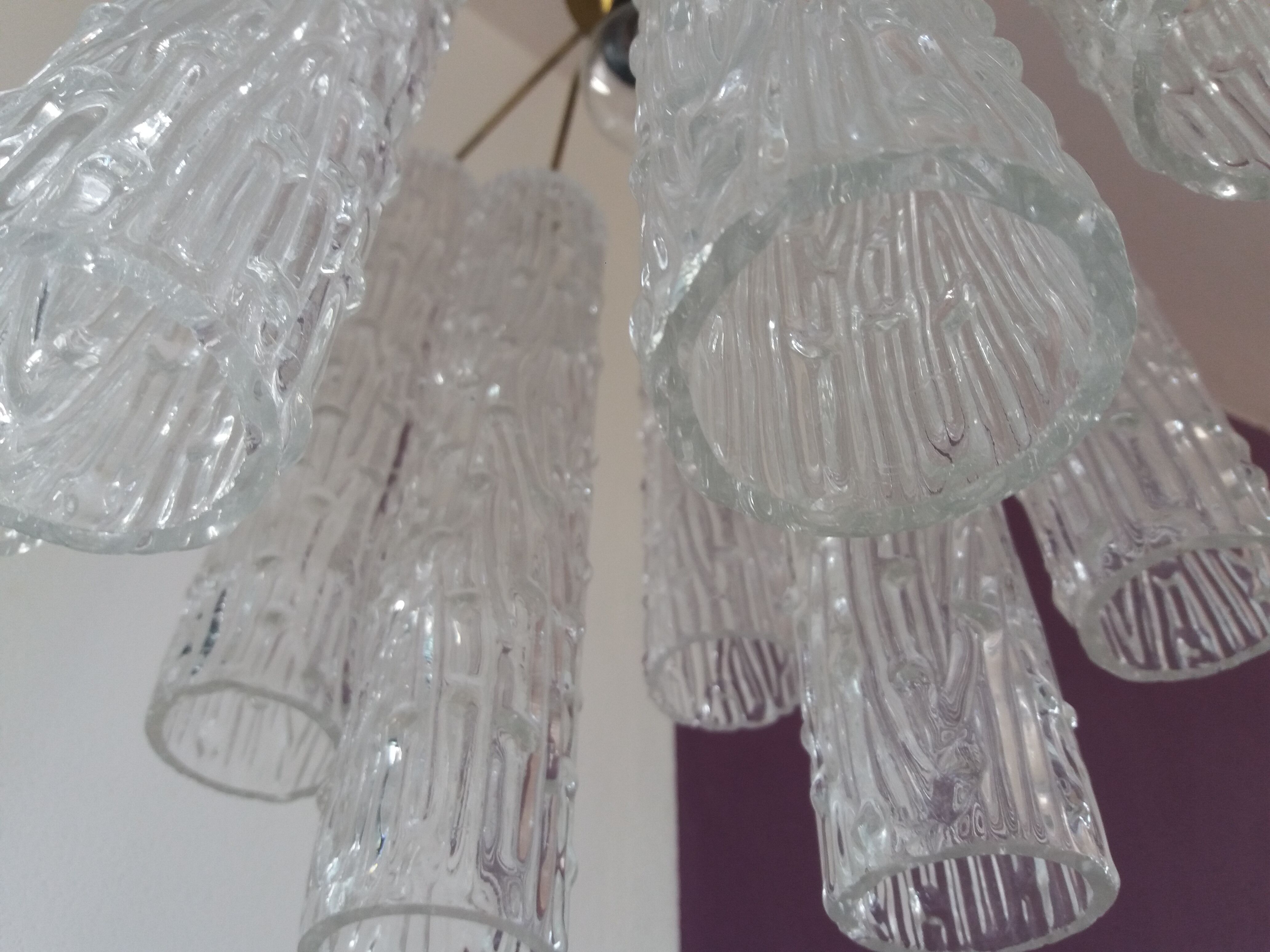 Murano glass chandelier "Tronchi" style 60's Venini style