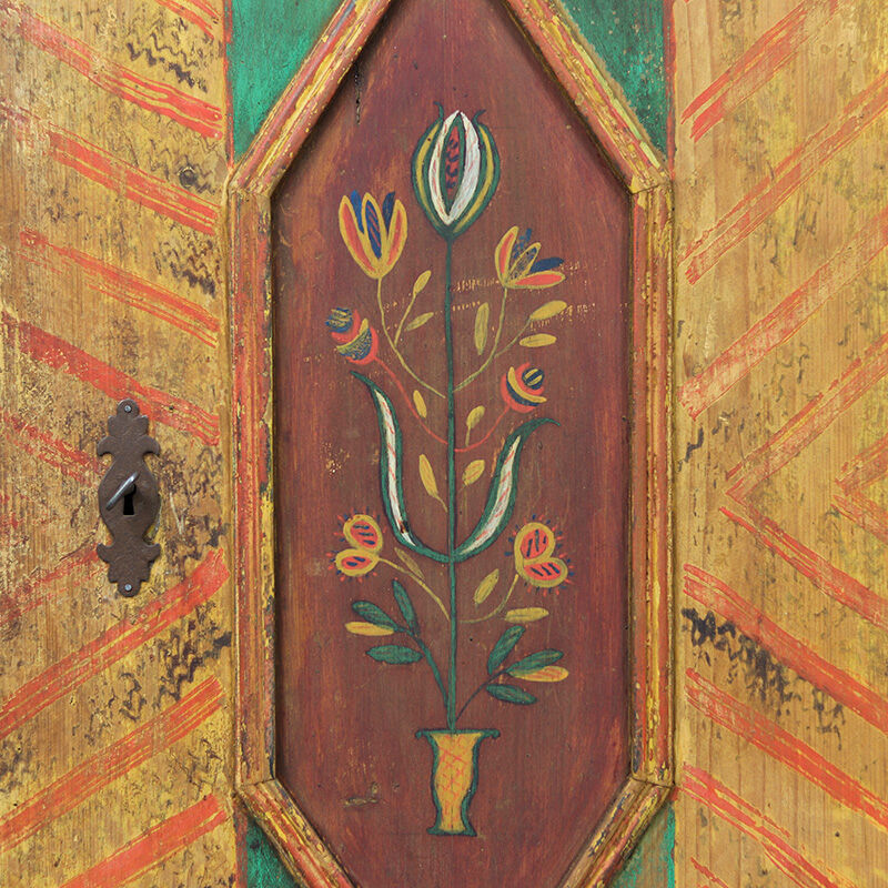 Antique Painted folk art bridal cupboard