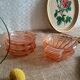 Set of 6 small scallops in vintage rosaline pink glass
