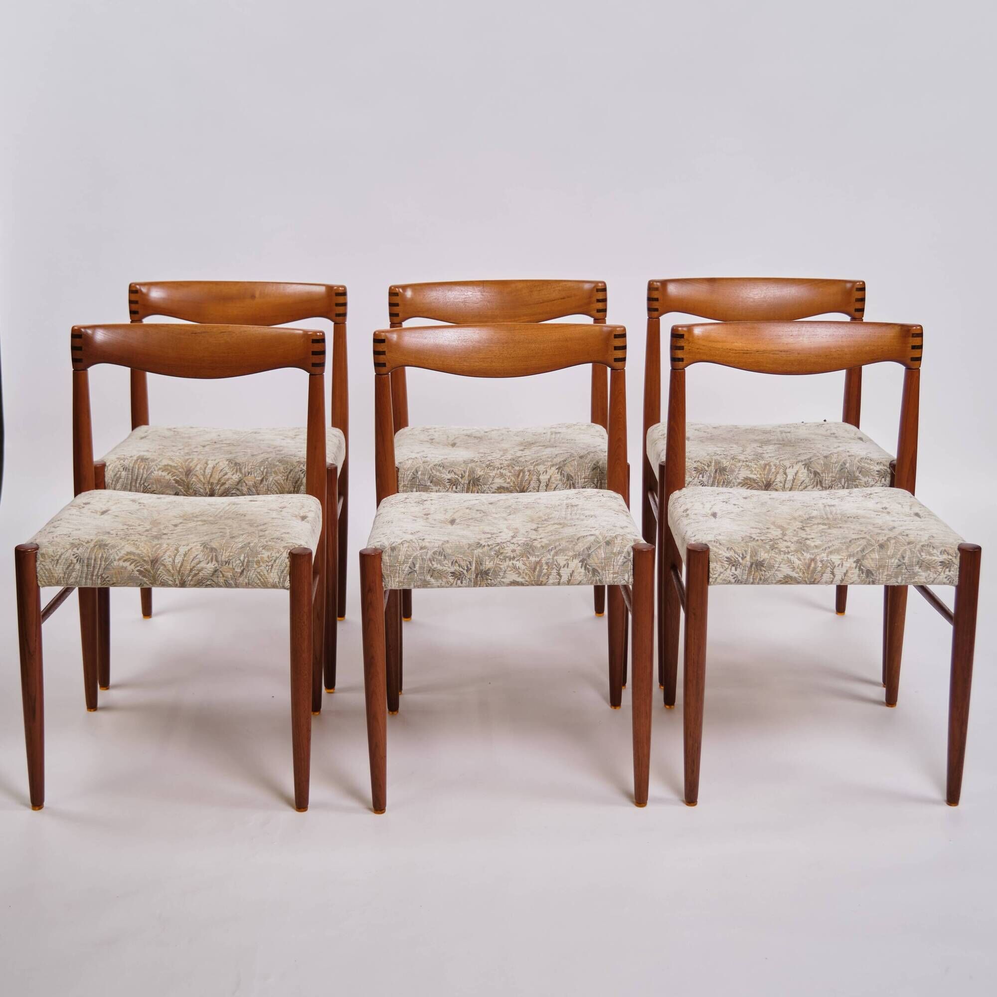 Set of six dining chairs - teak & light upholstery - Henry W. Klein - Bramin - 1960s