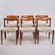 Set of six dining chairs - teak & light upholstery - Henry W. Klein - Bramin - 1960s