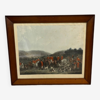 Hunting scene lithograph