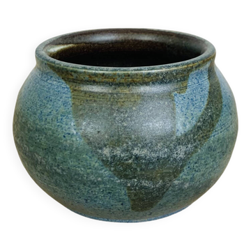 Vase boule grès bleu