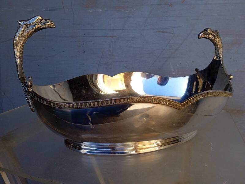 Phenix bowl on foot silver metal center table 1940