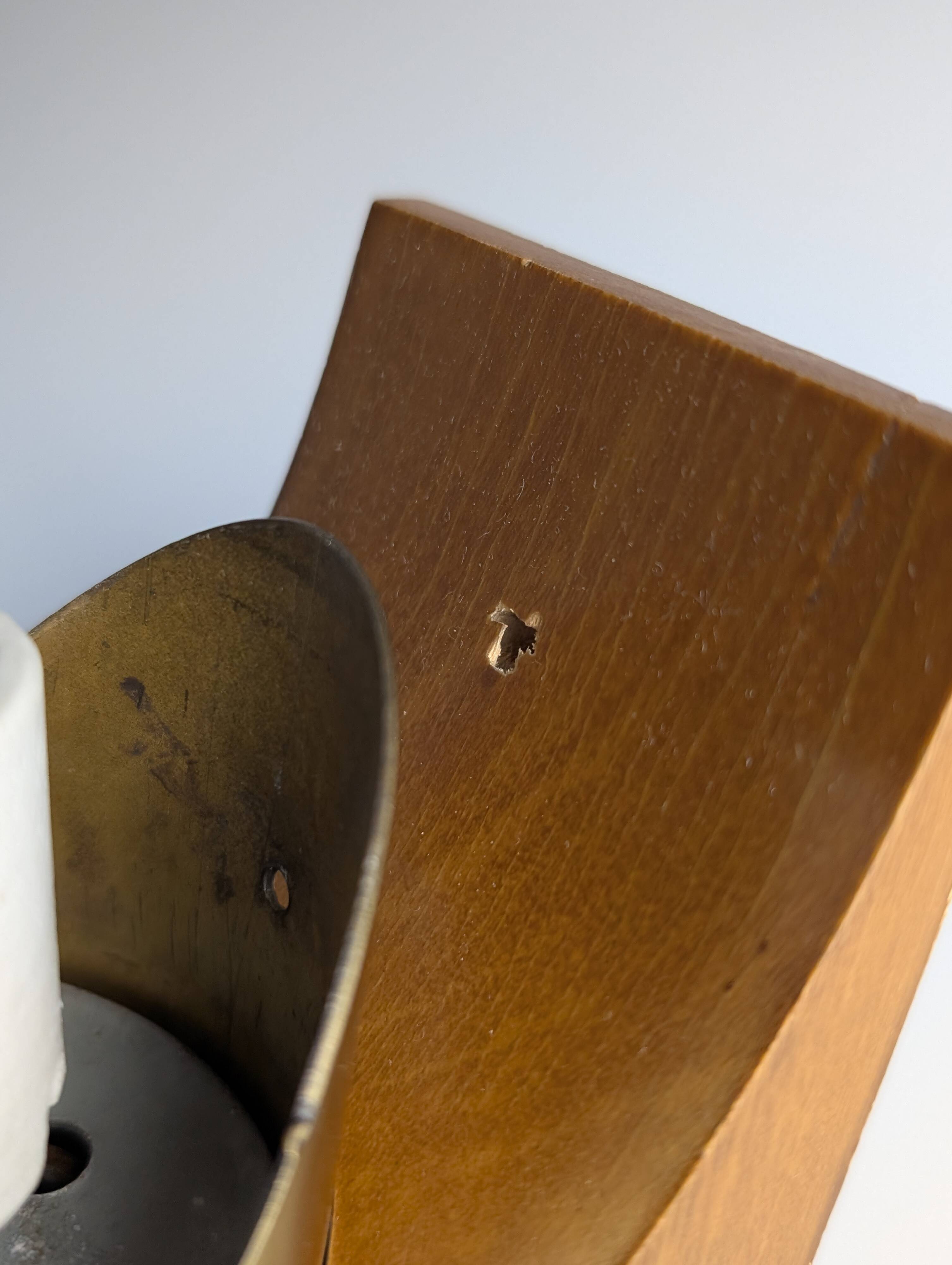 Vintage Wood, Brass and Two-Tone Oval Glass Wall Lamp, Italy, 1970s