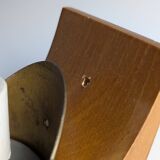 Vintage Wood, Brass and Two-Tone Oval Glass Wall Lamp, Italy, 1970s