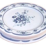 6 Assiettes plates / 1 Plat de service Décor floral