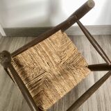 Children's armchair in beech wood and straw