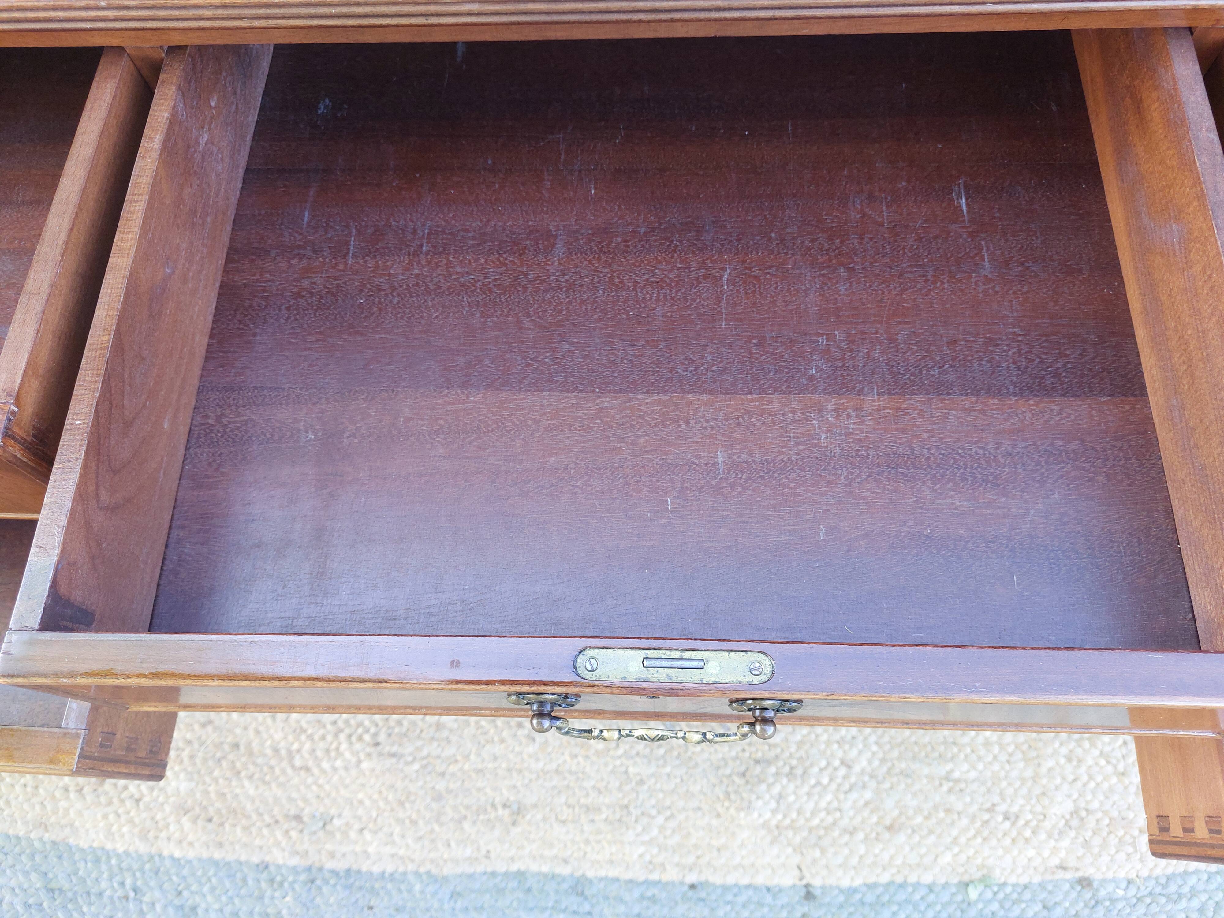English desk and lyre chair, leather, extensions.
