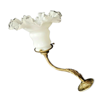 Ancienne applique opaline dentelle bronze 30/40 17 Art déco
