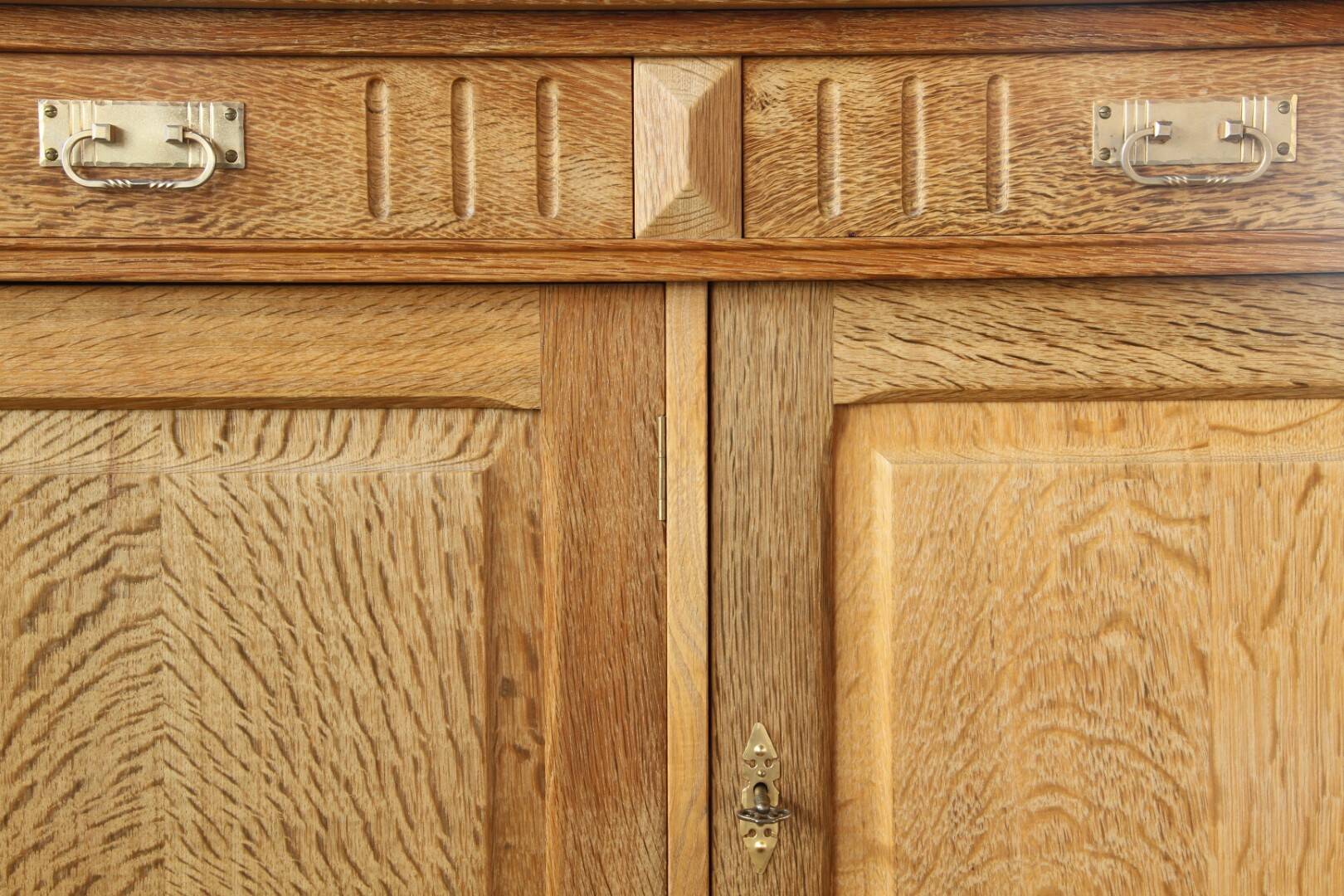 Vintage 1970 Danish Brutalist Light Oak Sideboard, Style of Henning Kjærnulf