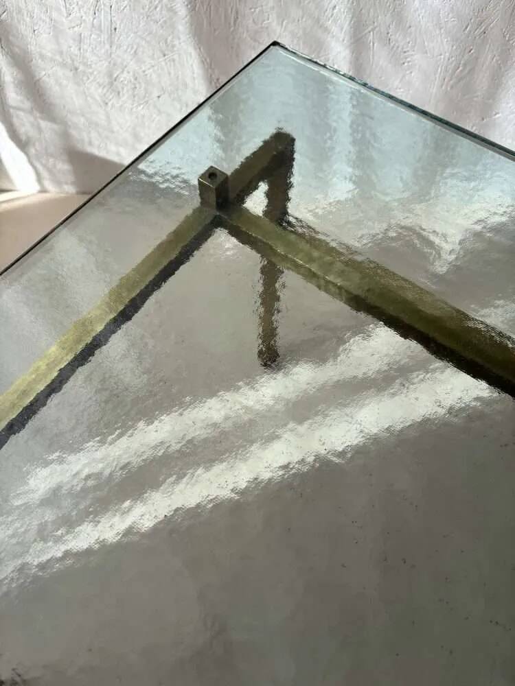 Swedish brass coffee table with a marbled glass top from the 1960s.