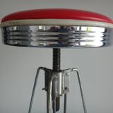 American bar stool 1980 tripod red leather