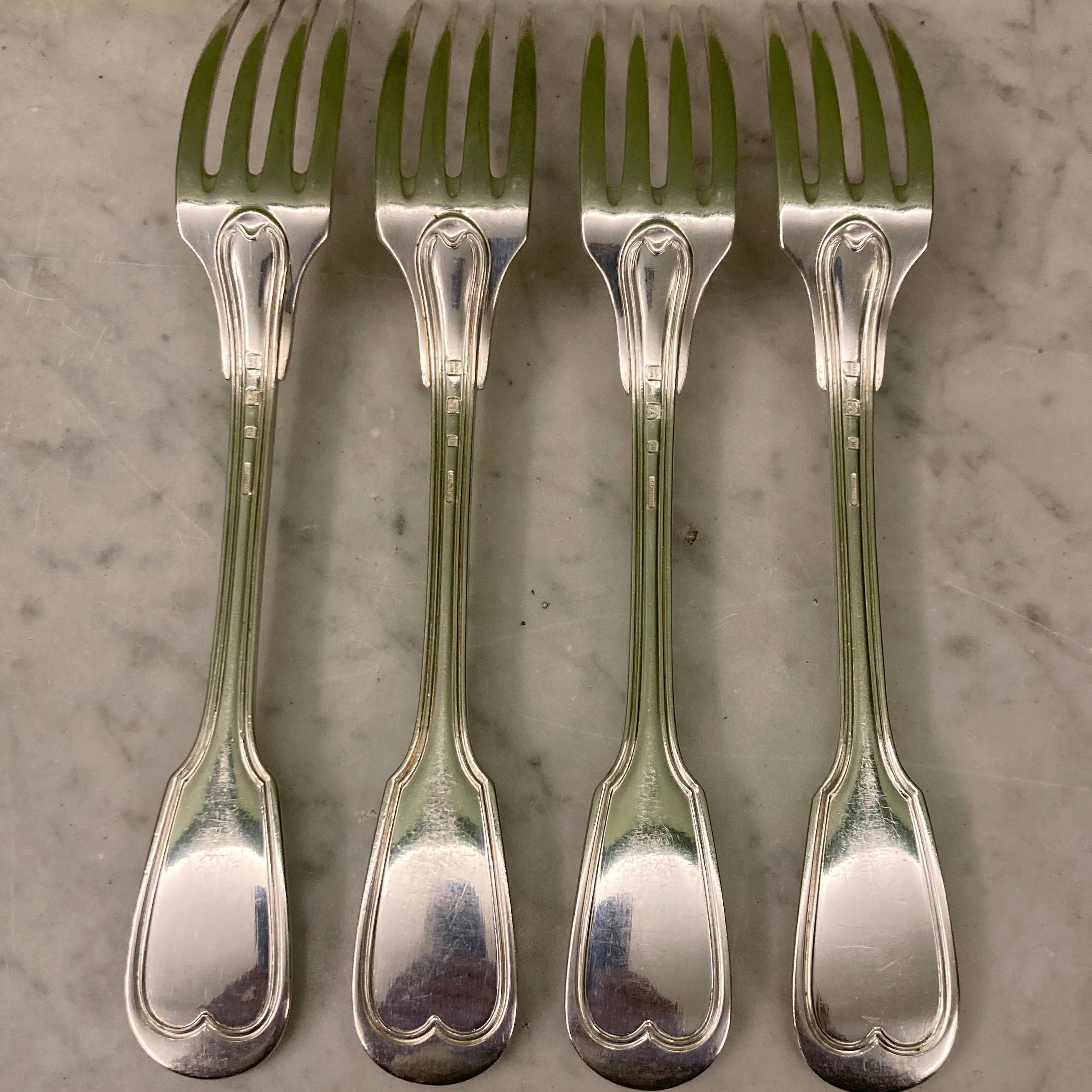 Charles Christofle 4 forks model Chinon